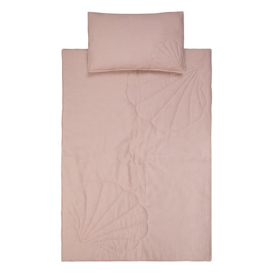 Linnen Junior Dekbedovertrek Schelppatroon 90x135cm - Powder Pink
