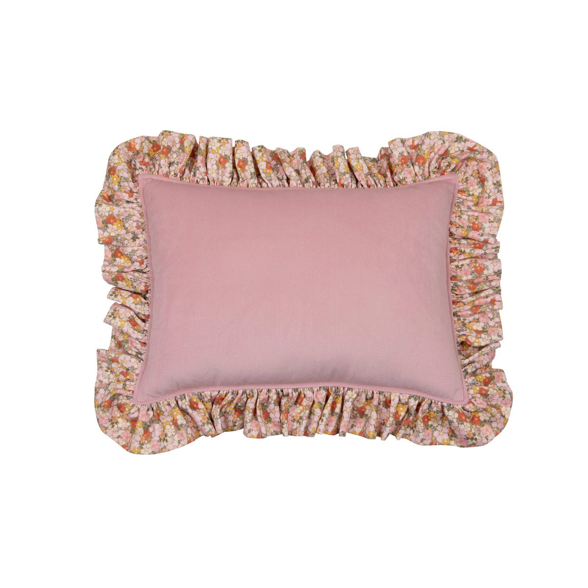 Zacht Fluwelen Kussen met Ruches - Pink Garden