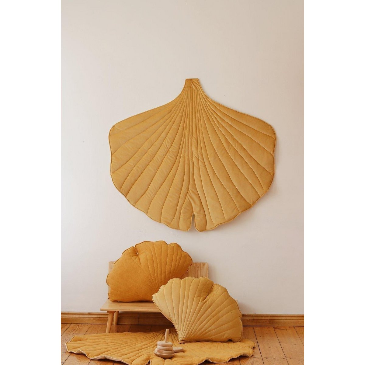 Zacht Fluwelen Ginkgoblad Kussen - Honing