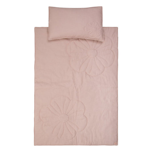 Linnen Junior Dekbedovertrek Schelppatroon 90x135cm - Powder Pink