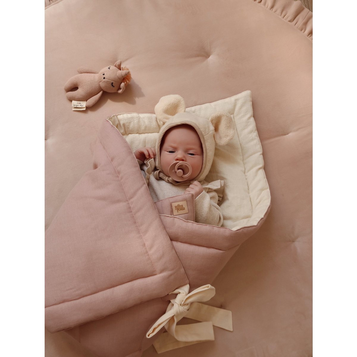Fluwelen Rond Vloerkleed met Franjes - Latte