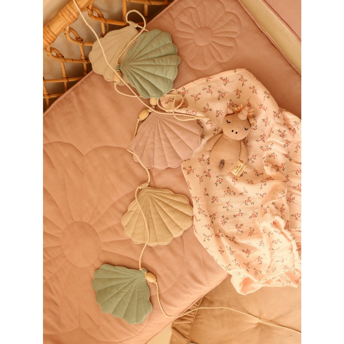 Linnen Junior Dekbedovertrek Schelppatroon 90x135cm - Powder Pink