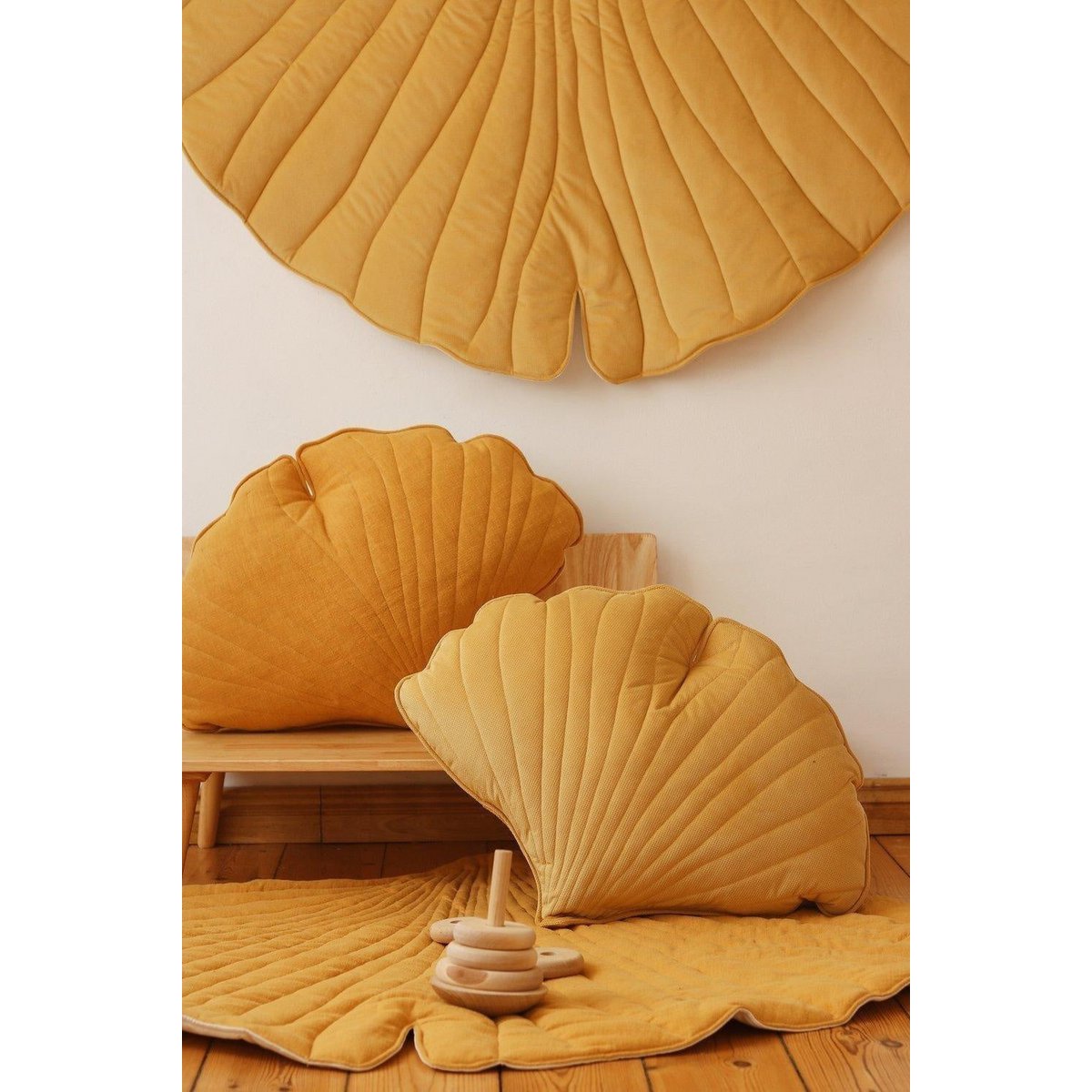 Zacht Fluwelen Ginkgoblad Kussen - Honing