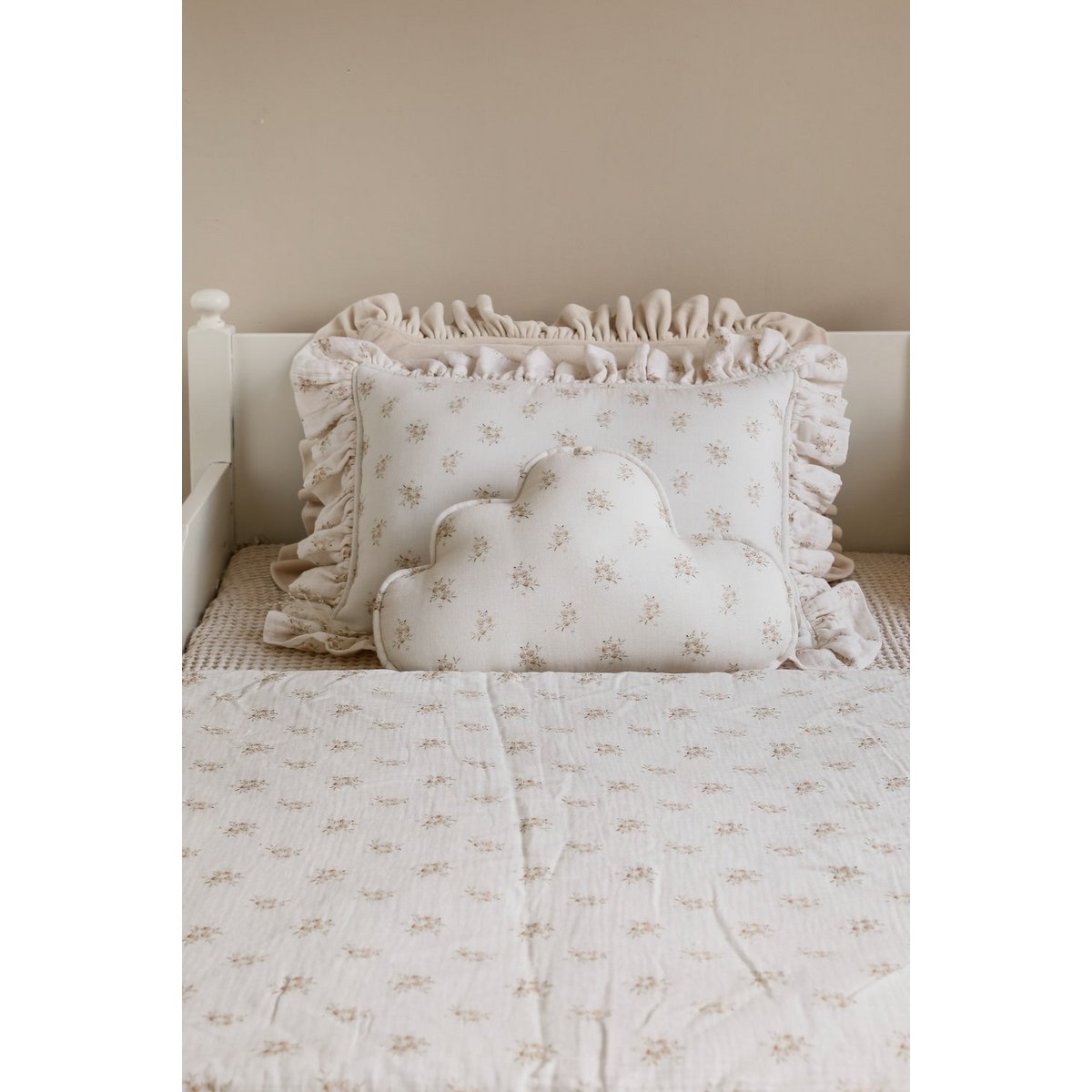Mousseline Kussen met Ruches - Boho Flowers