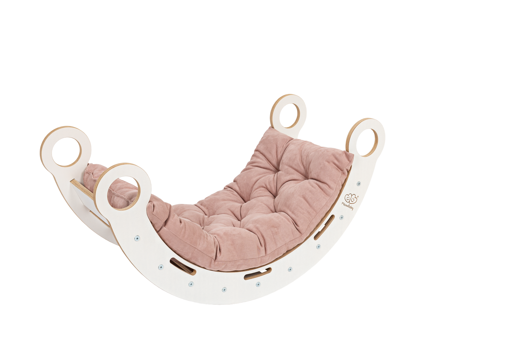 Houten Klimrek met Glijbaan, Ladder met Schommel inclusief Roze Kussen 
