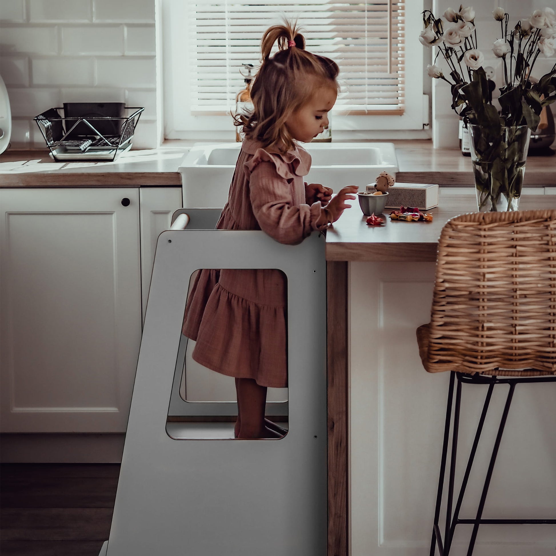 MeowBaby® Houten Keukentoren - Grijs