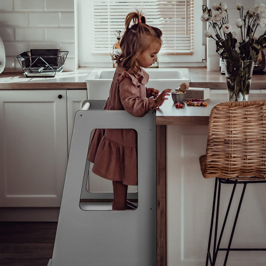 MeowBaby® Houten Keukentoren - Grijs