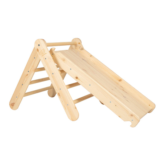 2-in-1 Ladder met Glijbaan & Klimmuur Set - Natuurlijk Hout - Meowbaby
