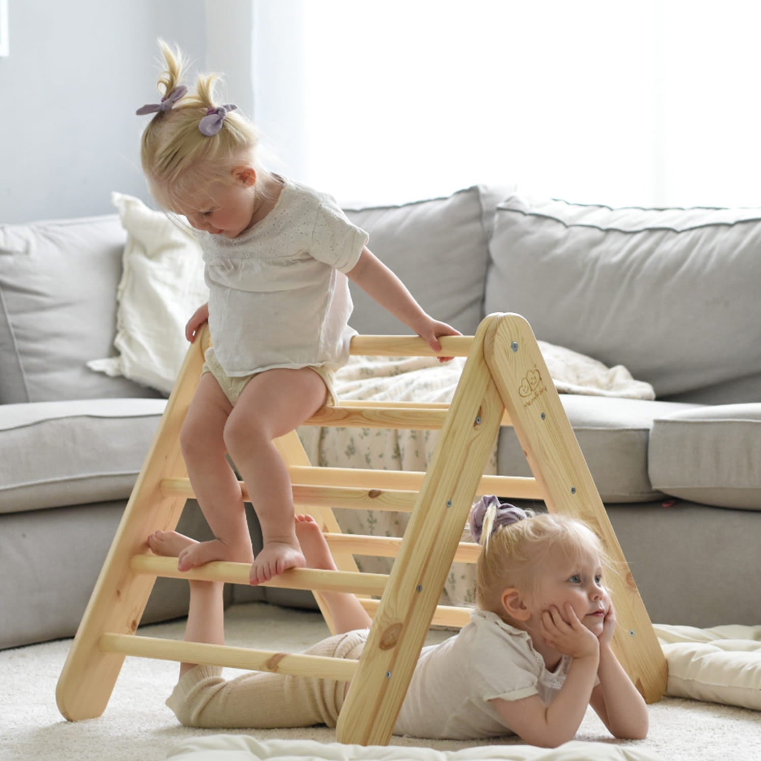 Large Wooden Pikler Ladder - Natural Wood