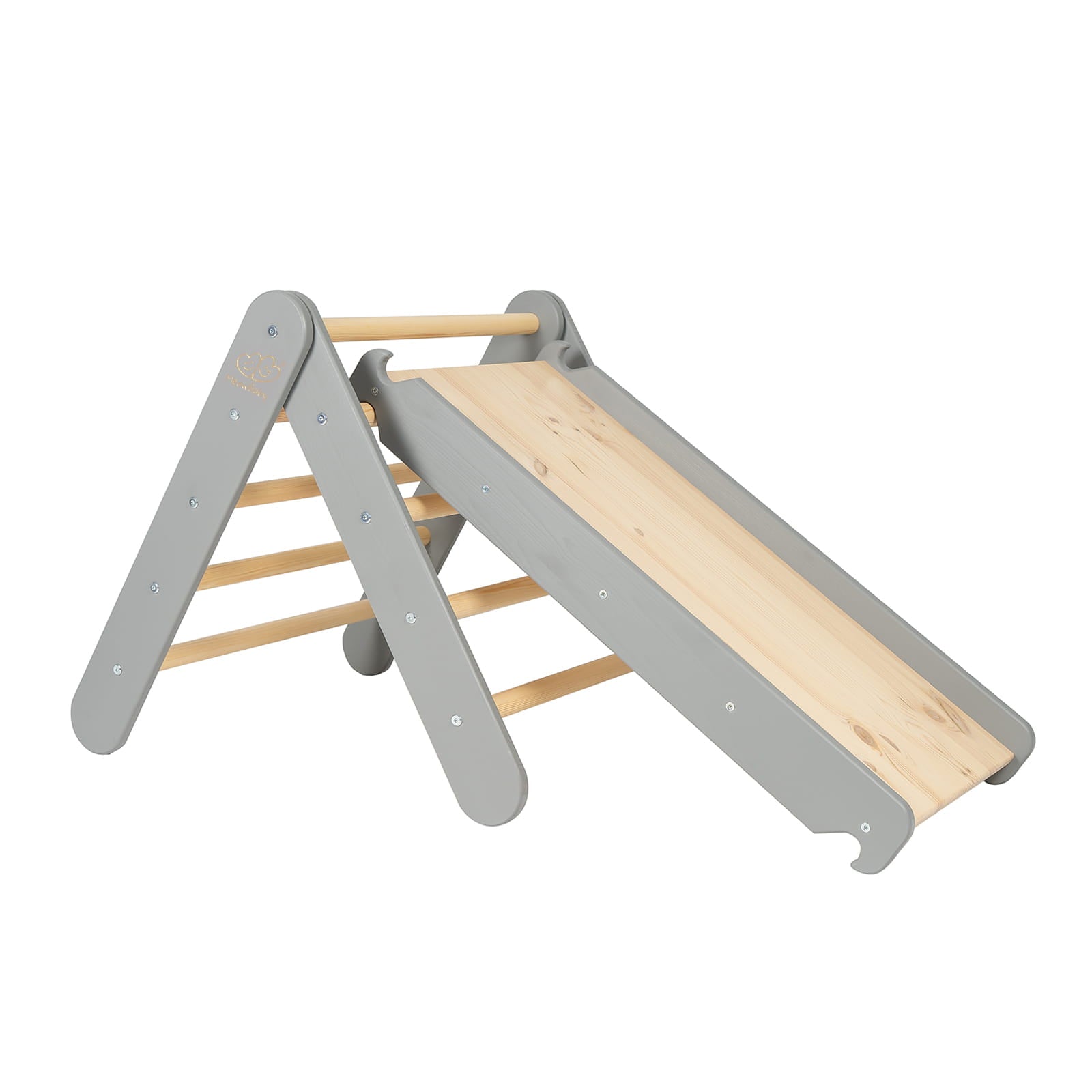 Montessori 2-in-1 Ladder met Glijbaan & Klimmuur Set - Grijs