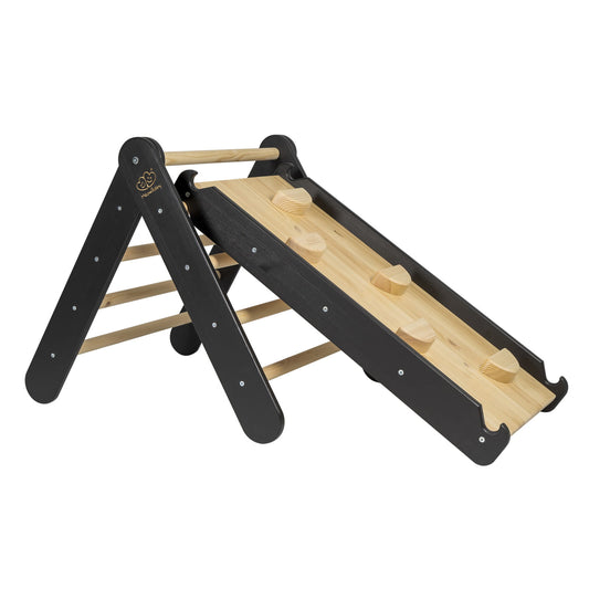 Montessori 2-in-1 Ladder met Glijbaan & Klimmuur Set - Zwart