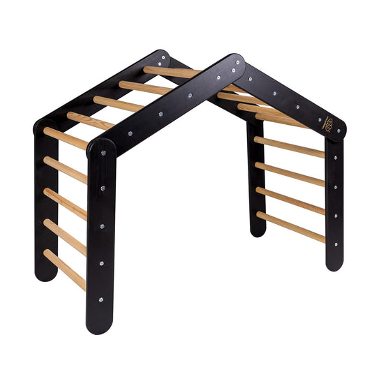 Montessori Driehoekige Klimladder/Klimhuisje - Natuurlijk Hout/Zwart