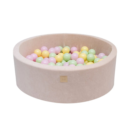 Ronde Ballenbak met 250 stuks Geel/Roze/Groen kleurige ballen, 90x30cm - Lente uitvoering