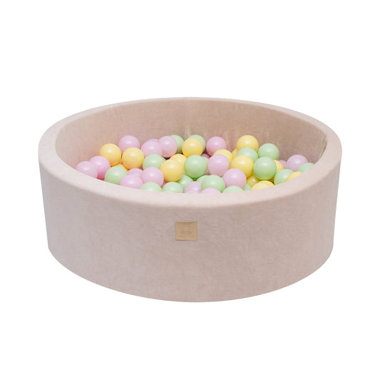 Ronde Ballenbak met 250 stuks Geel/Roze/Groen kleurige ballen, 90x30cm - Lente uitvoering
