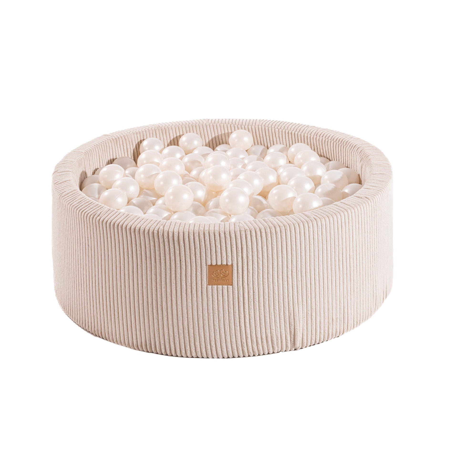 Ronde ballenbak met 200 stuks Parel kleurige ballen, 90x30cm - Velvet Ecru