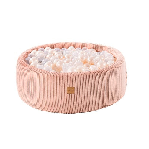 Ronde ballenbak met 200 stuks Wit kleurige ballen, 90x30cm - Stijlvol Roze