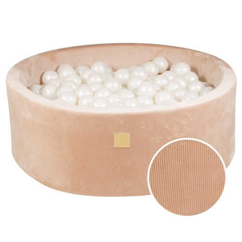 Ronde ballenbak met 200 stuks Wit kleurige ballen, 90x30cm - Zand Velvet