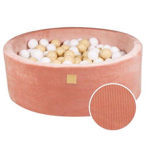 Ronde ballenbak met 200 stuks Zand/Wit kleurige ballen, 90x30cm - Abrikoos Velvet