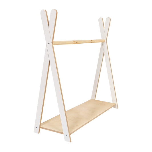 Tipi Kledingrek voor Kinderen - Natuurlijk Hout/Wit - Groot Model