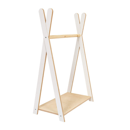 Tipi Kledingrek voor Kinderen - Natuurlijk Hout/Wit - Klein Model