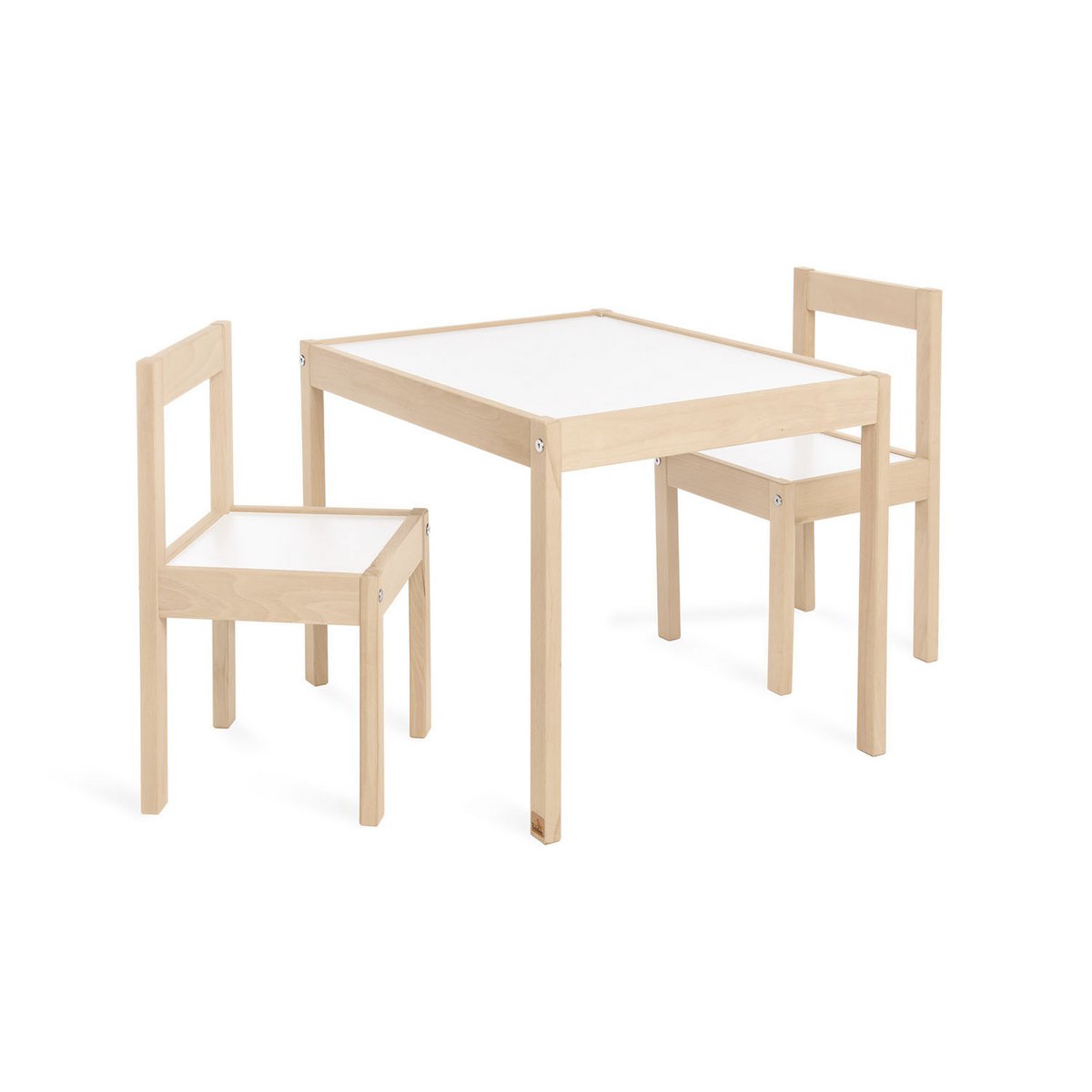 Kindertafel en Stoelenset Olaf 3-delig - Wit/Naturel