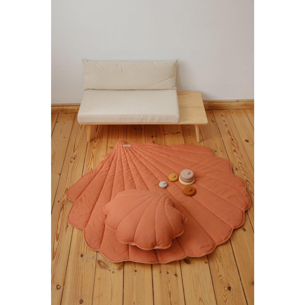 Linnen Schelp Vloerkleed - Papaya