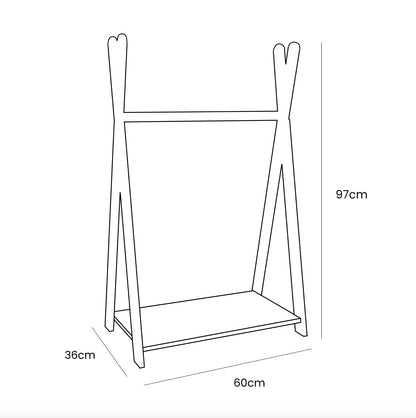 Tipi Clothing Rack For Children - Small Natural Wood