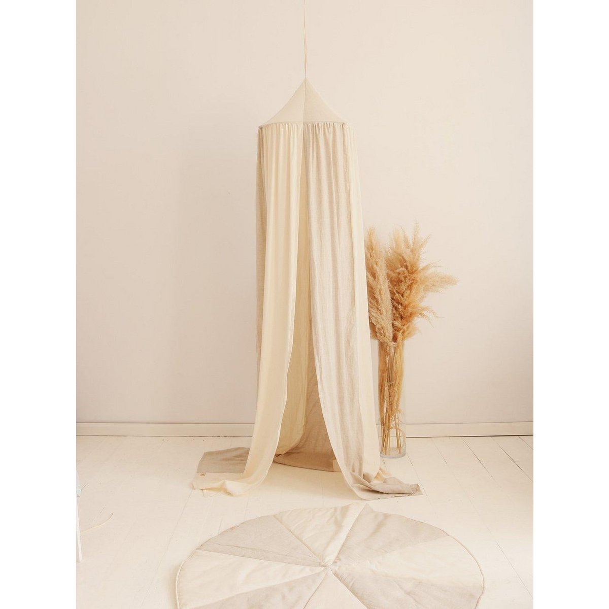 Linnen Rond Vloerkleed - Cream Candy