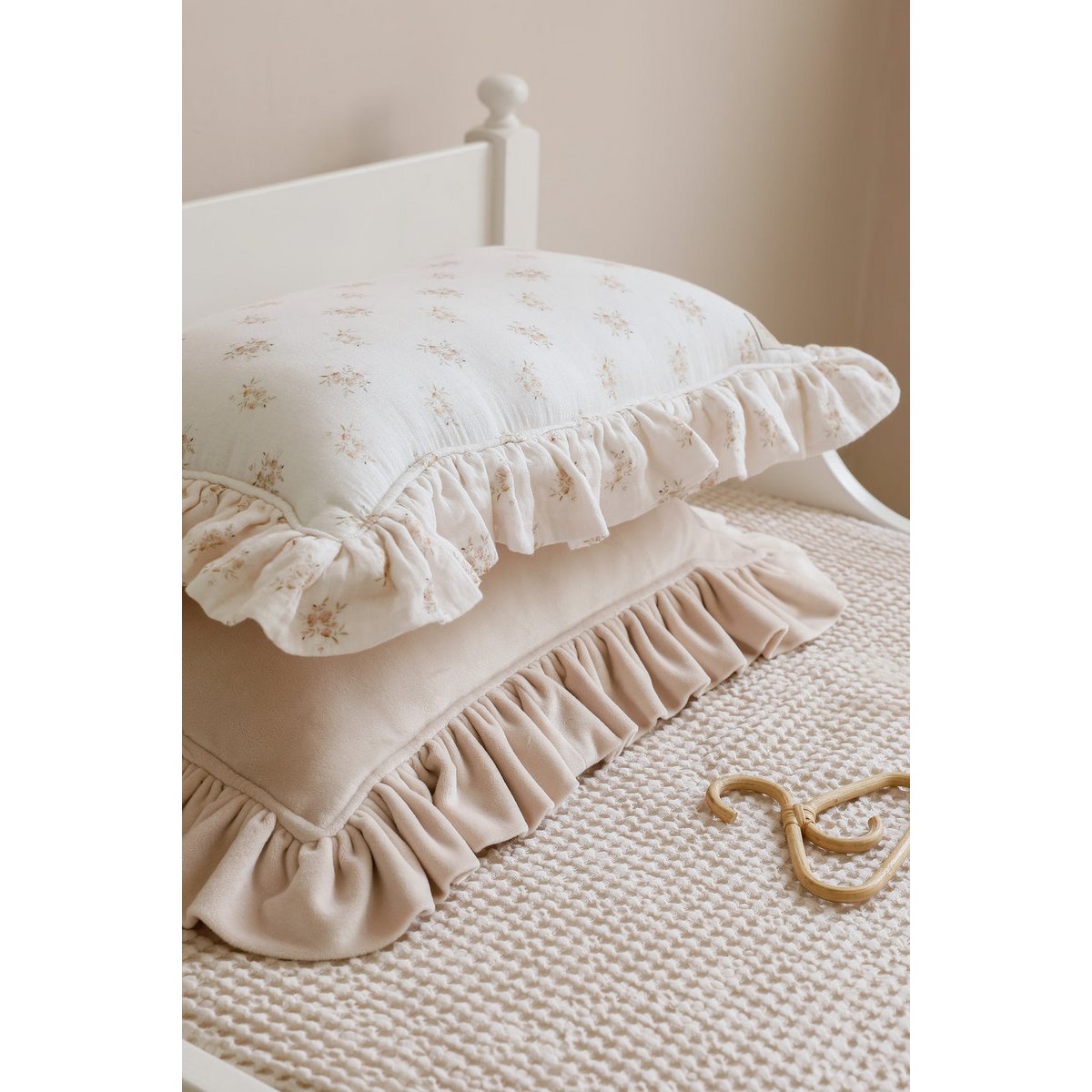 Mousseline Kussen met Ruches - Boho Flowers