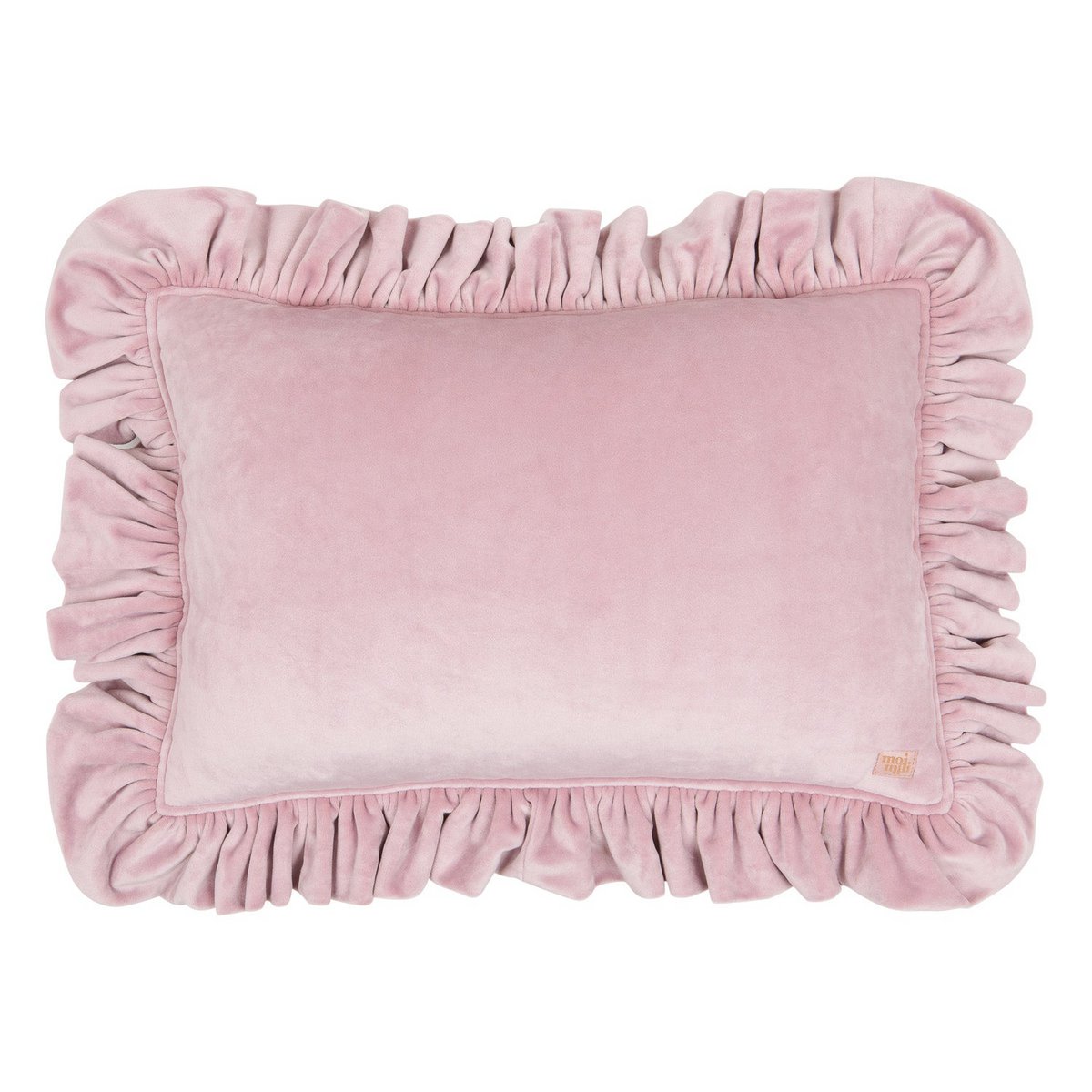 Zacht Fluwelen Kussen met Ruches - Licht Pastel Roze