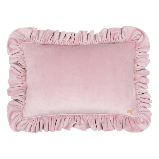 Zacht Fluwelen Kussen met Ruches - Licht Pastel Roze