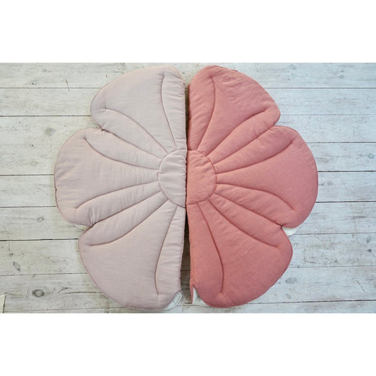 Linnen Bloemen Vloerkleed - Poeder Roze