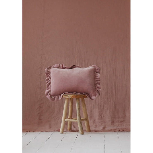 Zacht Fluwelen Kussen met Ruches - Licht Pastel Roze