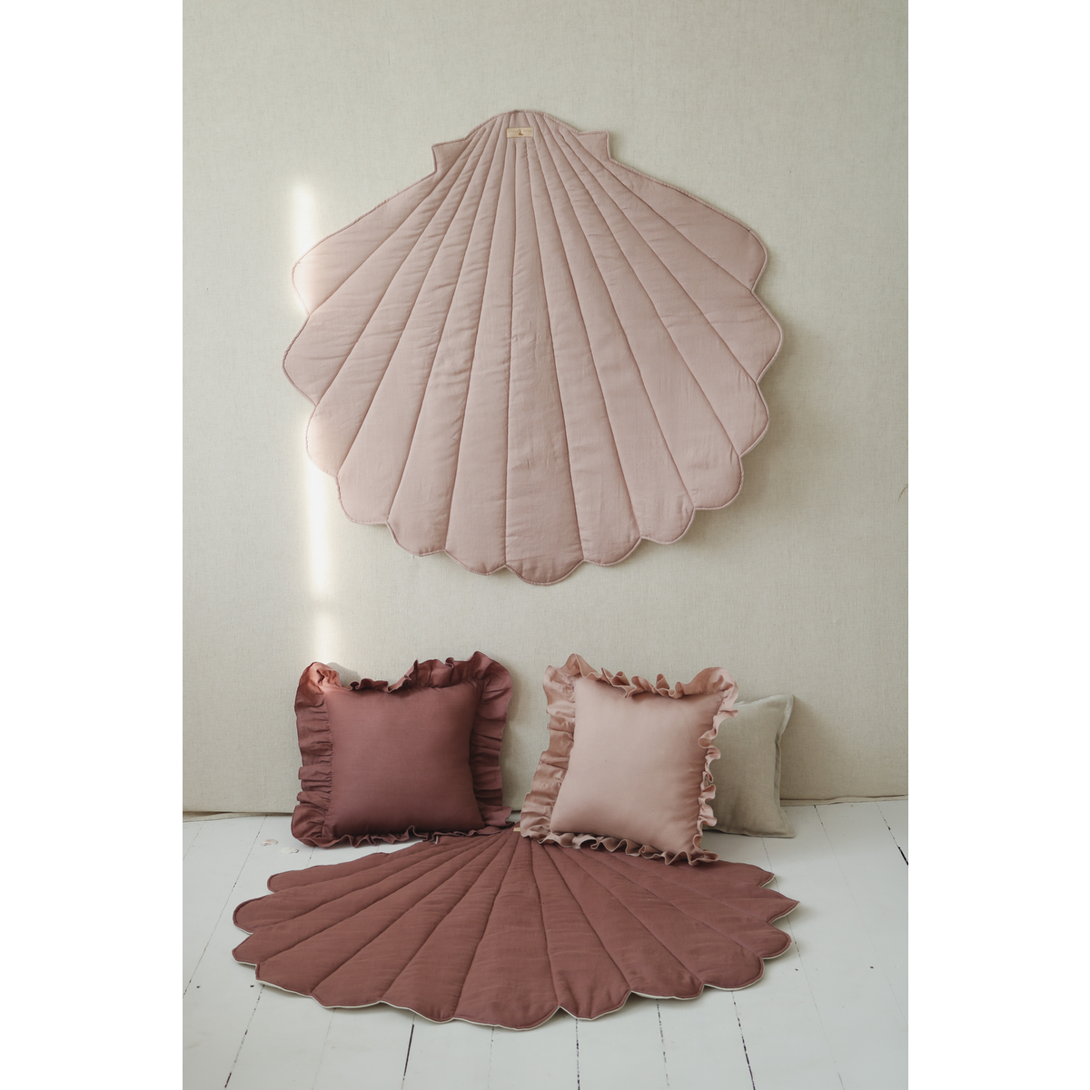 Linnen Schelp Vloerkleed - Poeder Roze