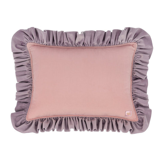 Zacht Fluwelen Kussen met Ruches - Pink Latte