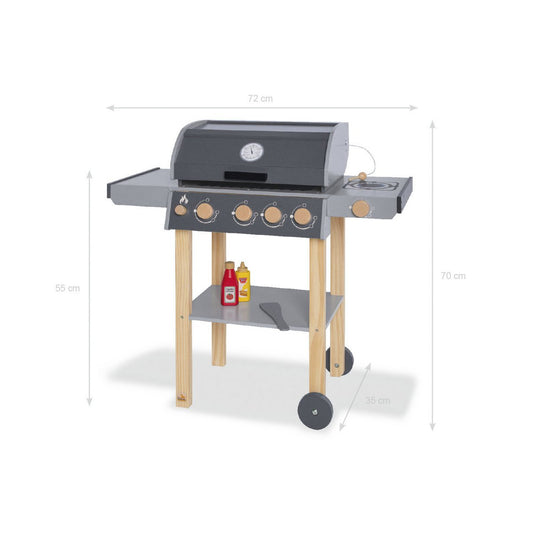 Houten Kinderbarbecue Jeff - Naturel/Grijs