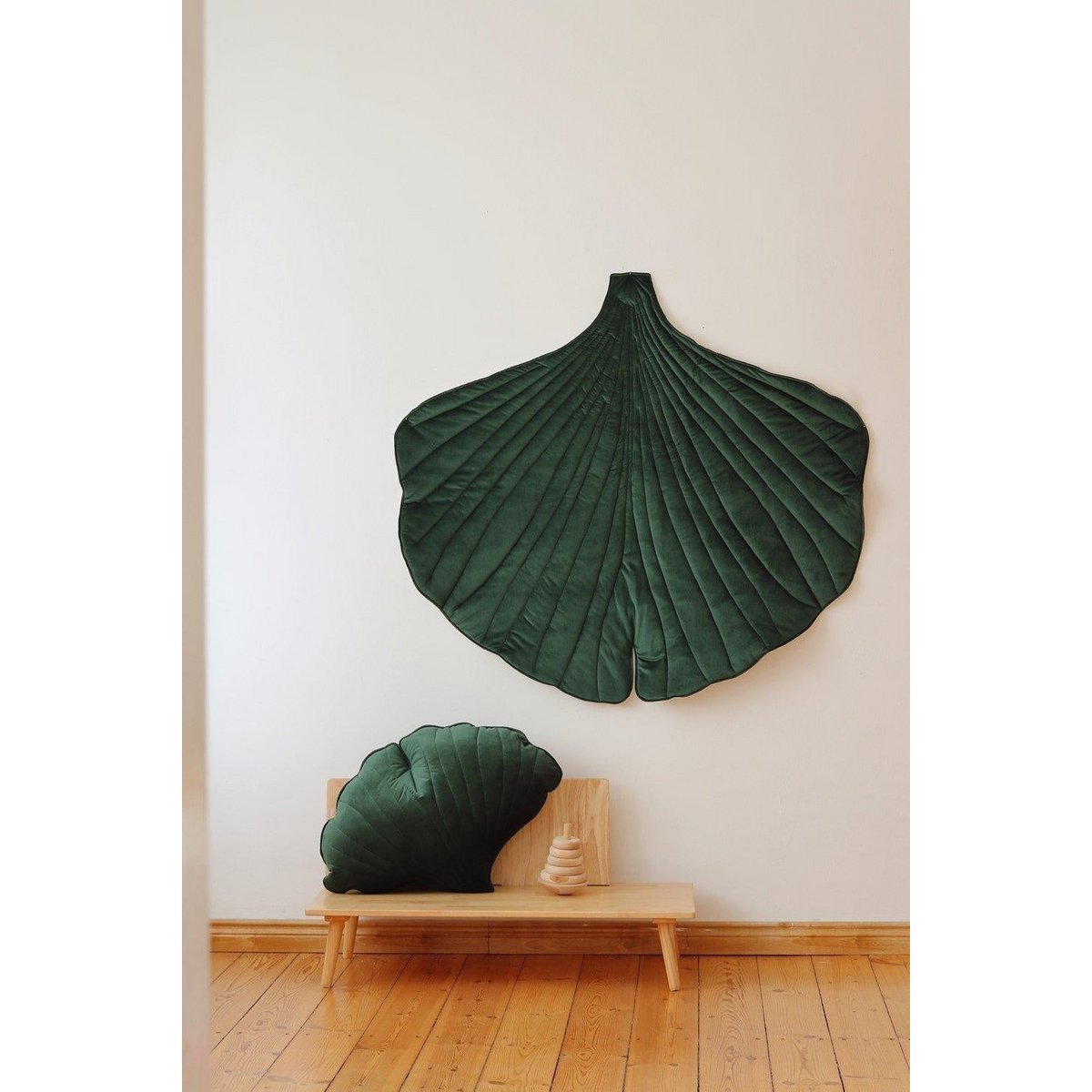 Zacht Fluwelen Ginkgoblad Kussen - Velvet Groen