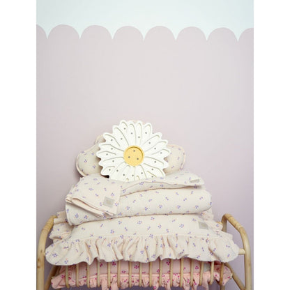 Mousseline Kussen met Ruches - Boho Purple Flowers