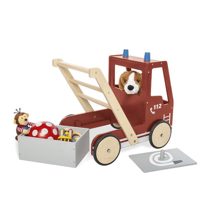 Houten Brandweer Loopwagen - Rood