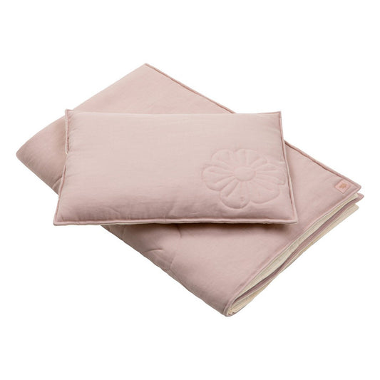 Linnen Junior Dekbedovertrek Schelppatroon 90x135cm - Powder Pink