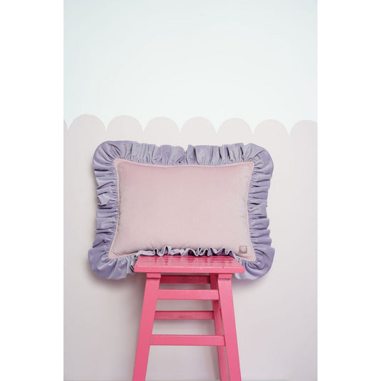 Zacht Fluwelen Kussen met Ruches - Pink Latte