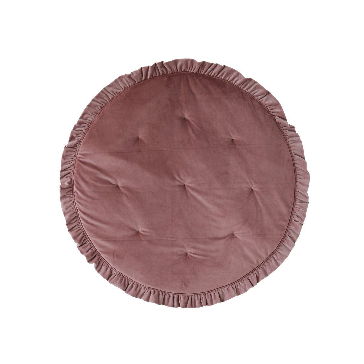 Fluwelen Rond Vloerkleed met Franjes - Dirty Pink