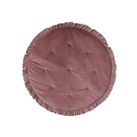 Fluwelen Rond Vloerkleed met Franjes - Dirty Pink