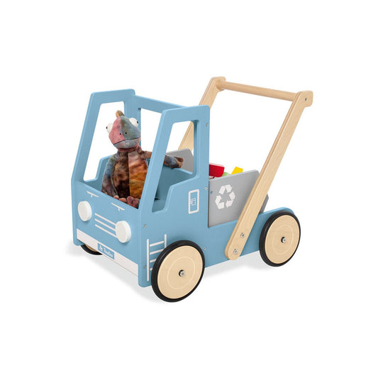Houten Loopwagen met Kiepbak - Blauw