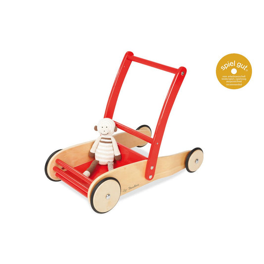 Loopwagen van massief beukenhout – Rood