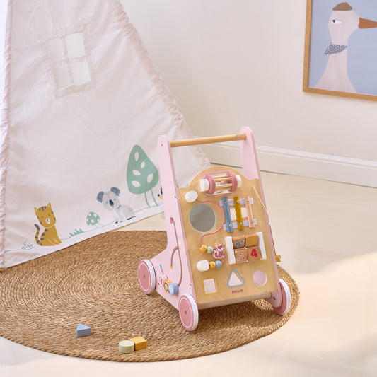 Houten Educatieve Loopwagen - Roze - PolarB
